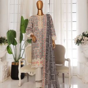 3 PIECE - EMBROIDERED JAQUARD LAWN SUIT
