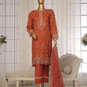 3 PIECE - EMBROIDERED JAQUARD LAWN SUIT