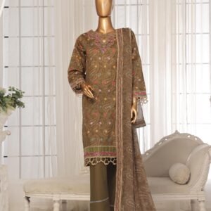 3 PIECE - EMBROIDERED JAQUARD LAWN SUIT
